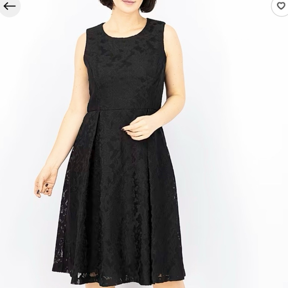 Calvin Klein Black‎ Lace Fit Flare Stretch Sleeveless Dress Size 6